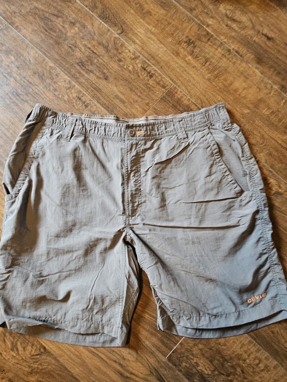 Orvis Men's Gray  Shorts Sz XL 8" Inseam Nylon Pockets Button Hiking Fishing. #G